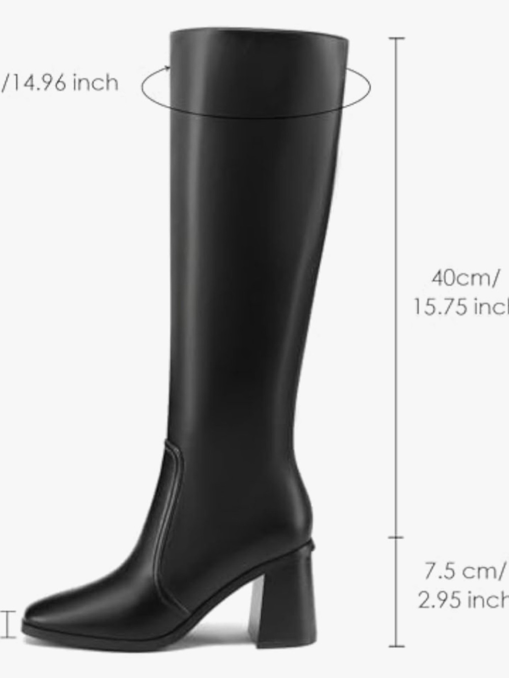 Women's Black Knee-High Block Heel Boots - Picture 2 of 5